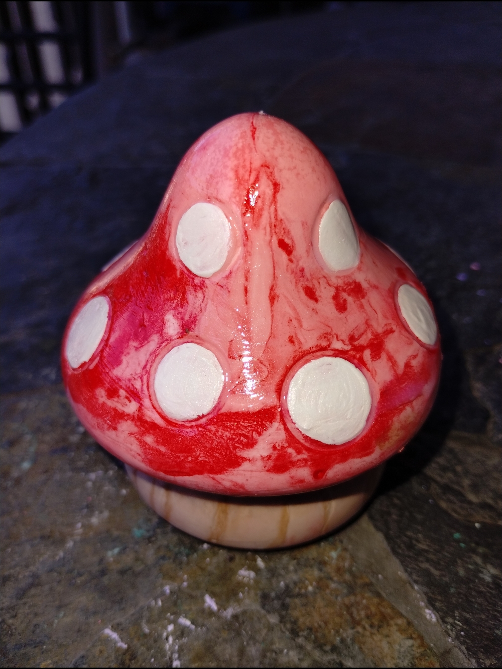 Handcrafted Ceramic Red Polka Dot Mushroom Paperweight/Decor
